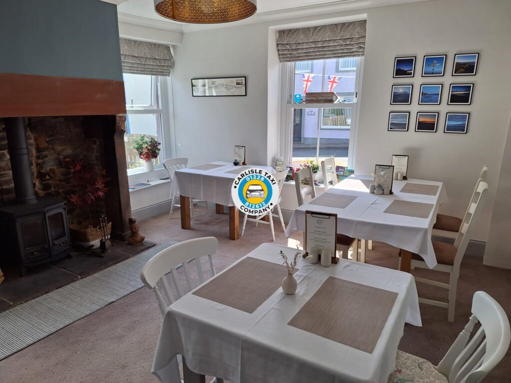 "Shore Gate House breakfast dining room with locally sourced food for guests arriving by Carlisle taxi"